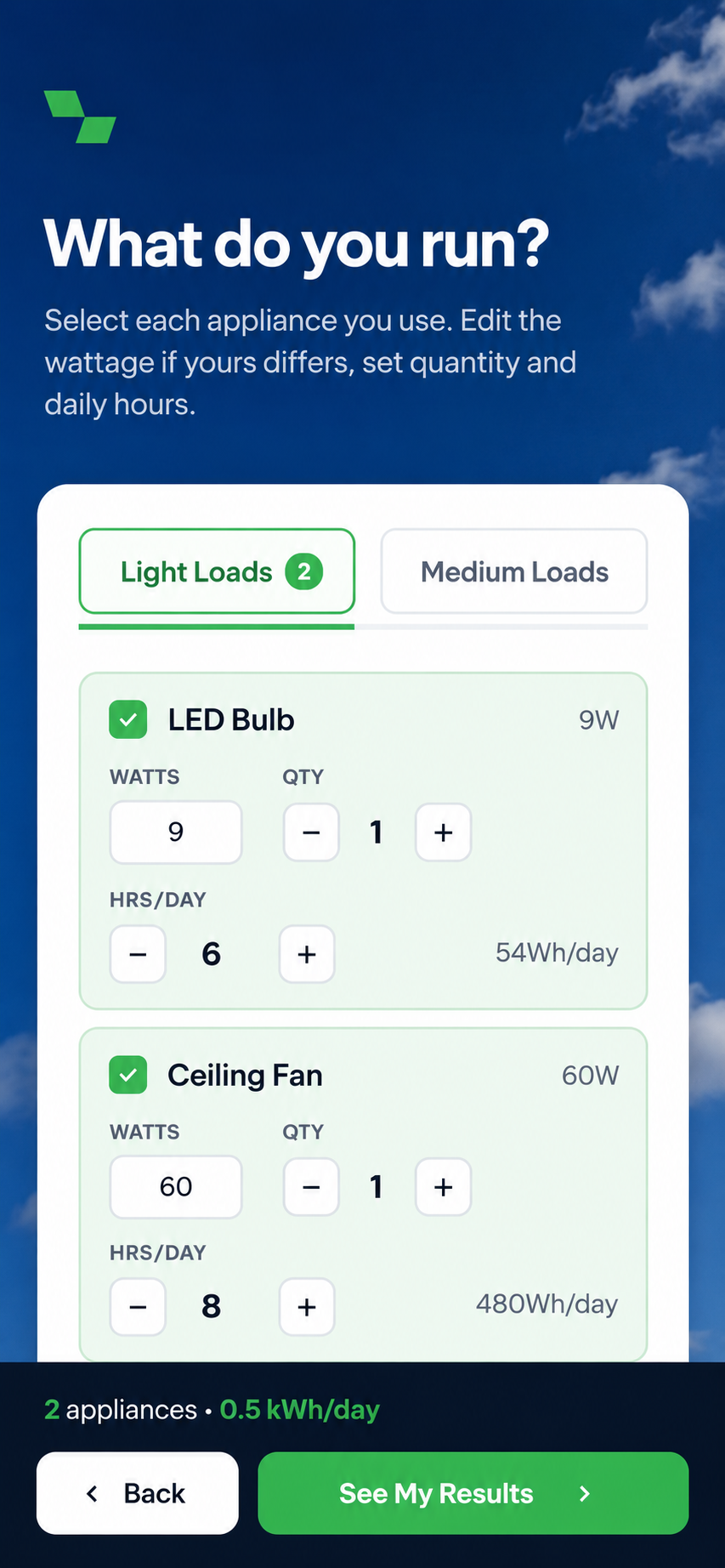 YouNick Energy App — solar planning