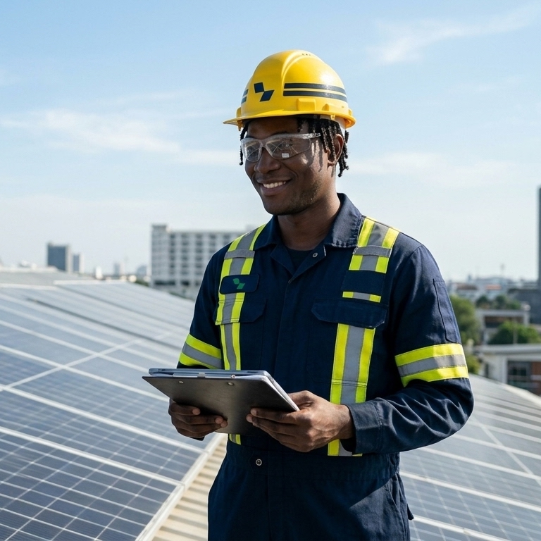 YouNick Energy engineer working on a solar installation